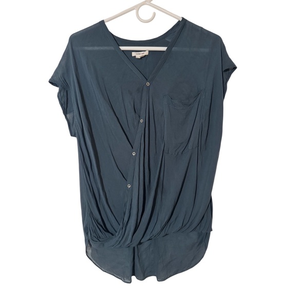 Helmut Lang v neck asymmetrical short sleeve blouse - Picture 1 of 7